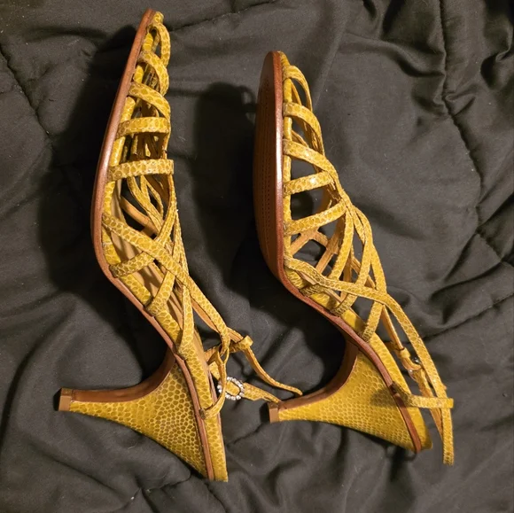 Yellow Strappy Women's Sandals - Picture 3 of 3